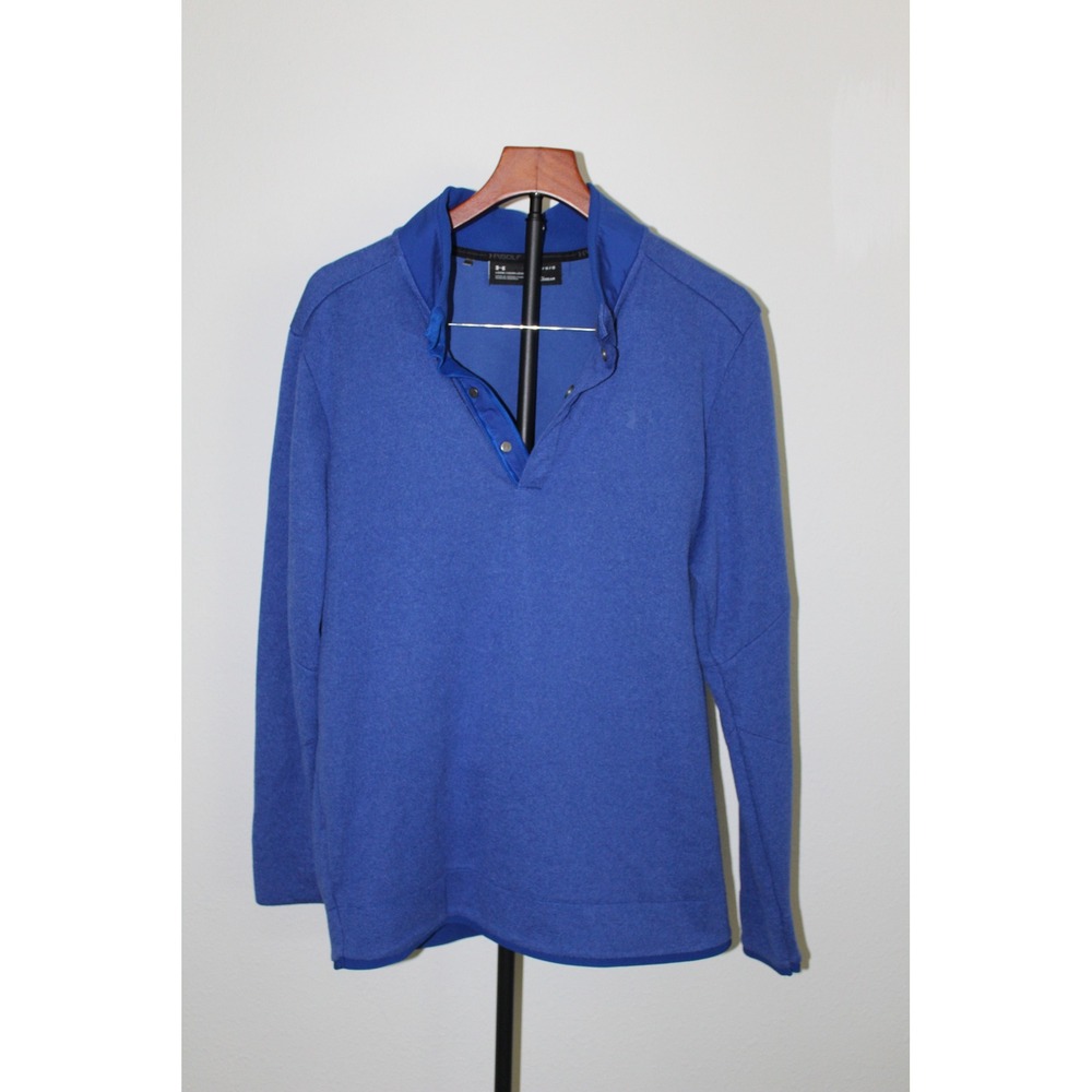 Under Armour Golf ColdGear Men's Large Blue Snap Mock Neck Pullover Long Sleeve